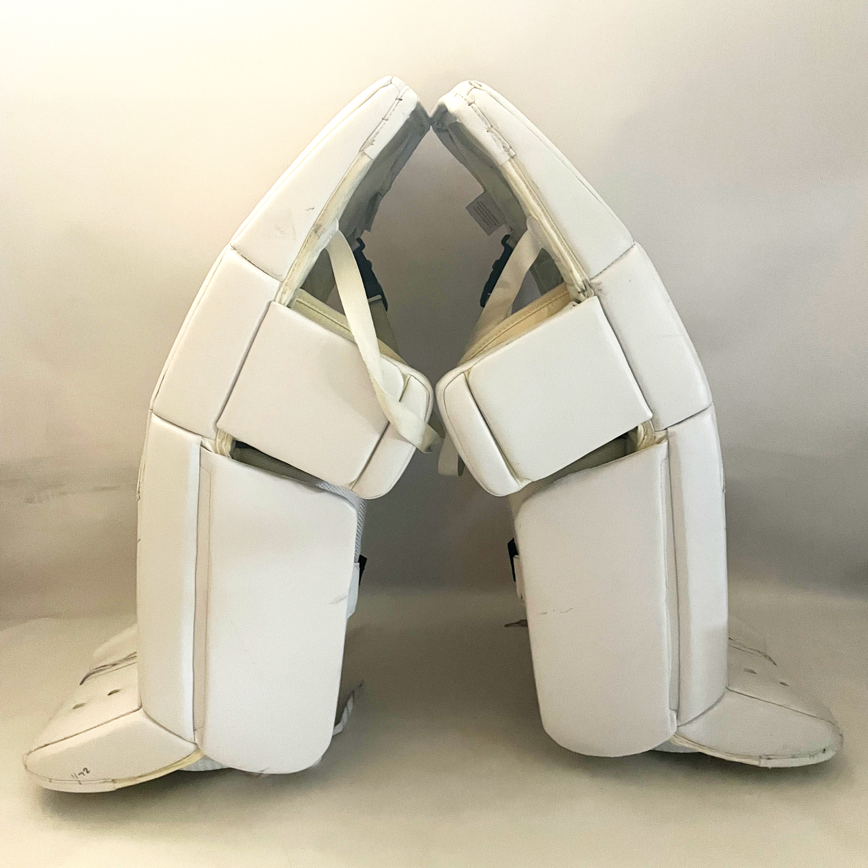 Vaughn Pro V Elite - Jambières de gardien de but Pro Stock d'occasion - Keith Kinkaid (blanc/rouge/bleu)
